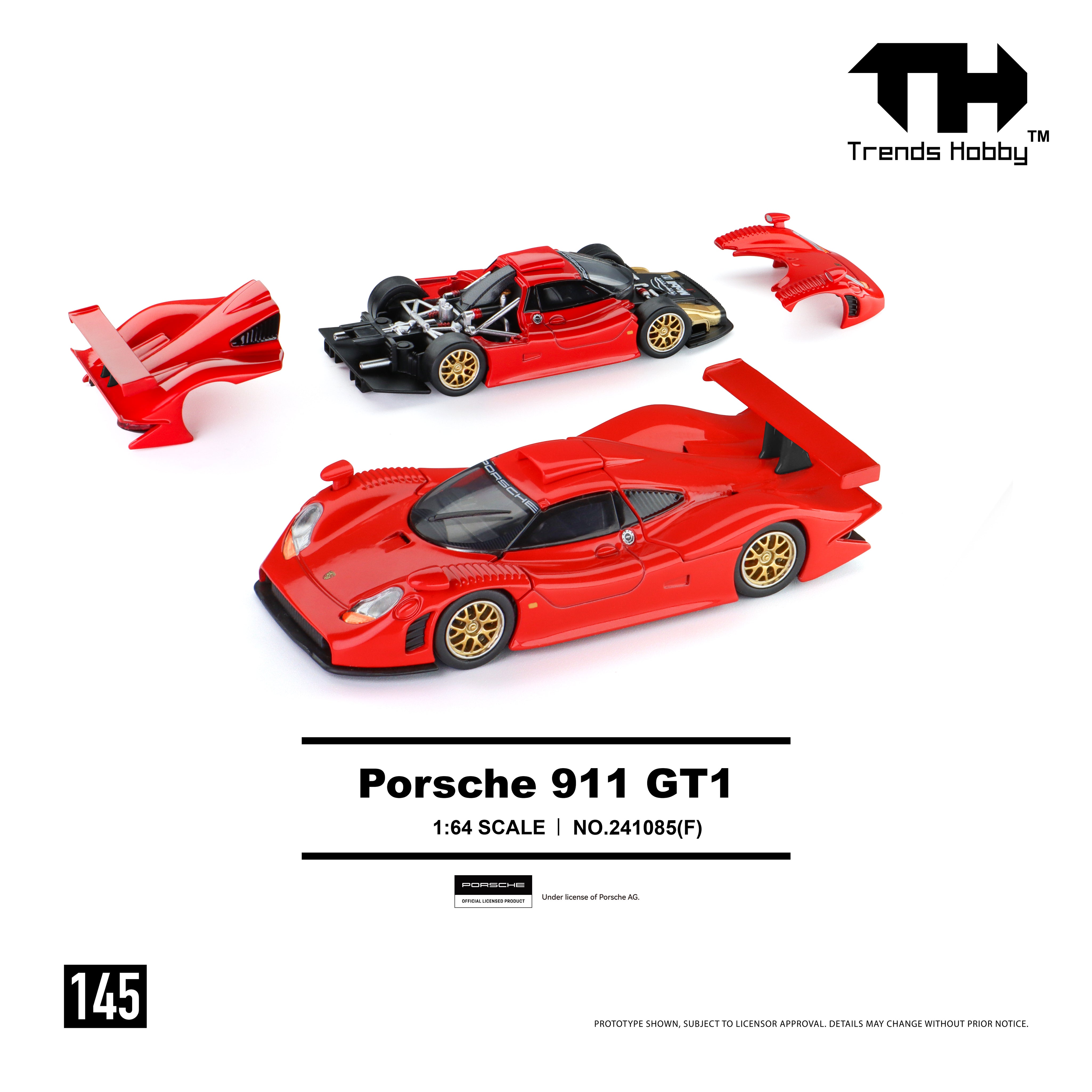 Trends Hobby TH 1:64 Porsche 911 GT1 1998 Red (145) 241085 (F)