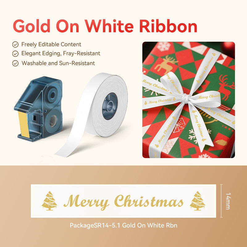 Silk Ribbon Gold On White Ribbon