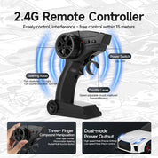 Nissan GTR R35 1/64 4WD Drift Car Remote Control Version - Blue
