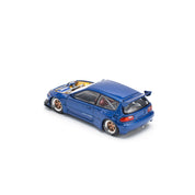 POP RACE 1:64 PANDEM CIVIC EG6 METALLIC BLUE WITH OPEN HOOD PR640174