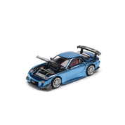 POP Race 1:64 MAZDA RX7 RE-AMEMIYA WIDEBODY - BLUE CHRO