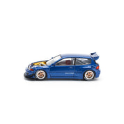 POP RACE 1:64 PANDEM CIVIC EG6 METALLIC BLUE WITH OPEN HOOD PR640174