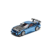 POP Race 1:64 MAZDA RX7 RE-AMEMIYA WIDEBODY - BLUE CHRO