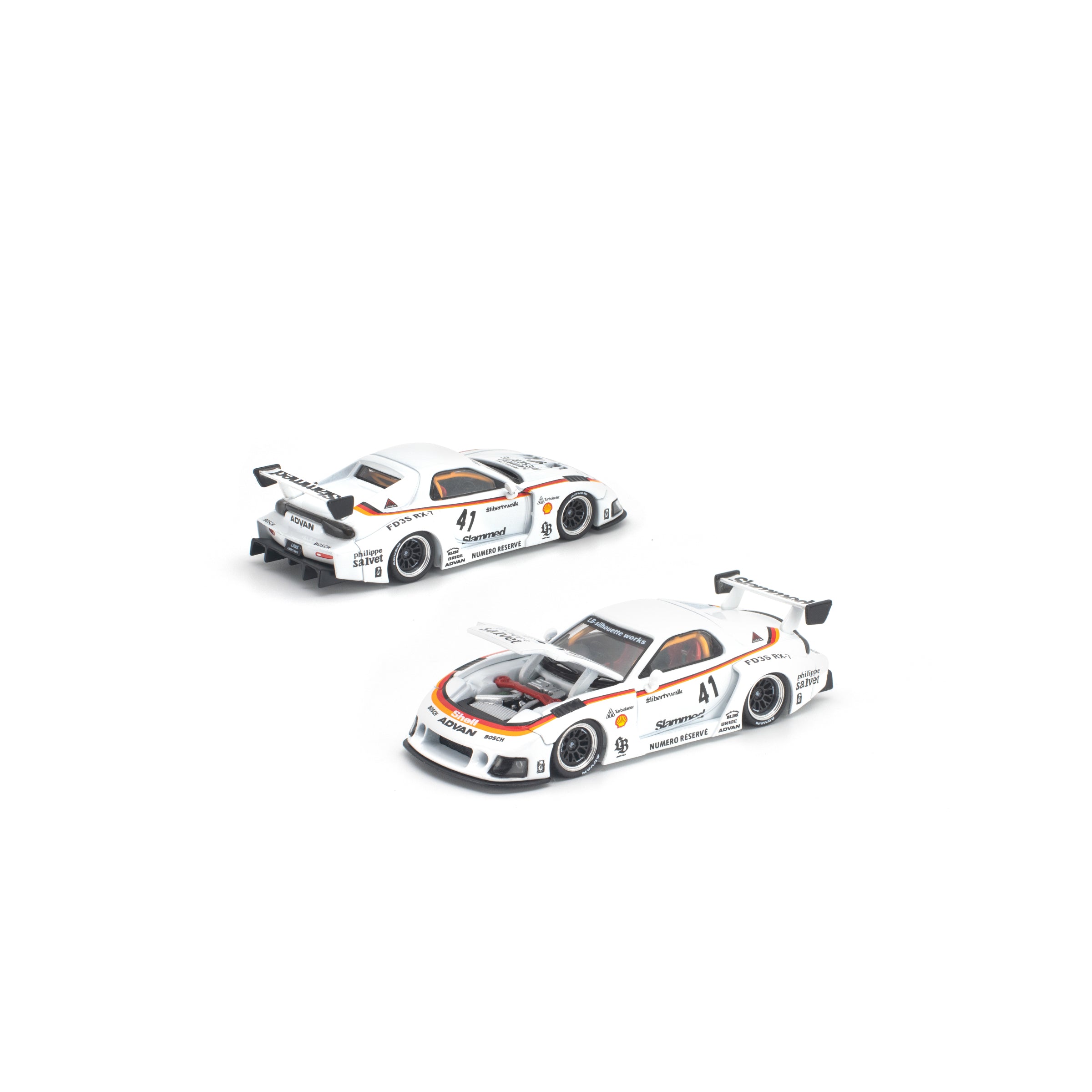 POP RACE 1/64- LB SUPER SILHOUETTE RX7 (FD3S) WHITE NEW TOOLING