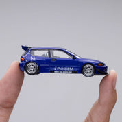 POP RACE 1:64 HONDA CIVIC (EG6) V1.5 PANDEM IN METALLIC BLUE
