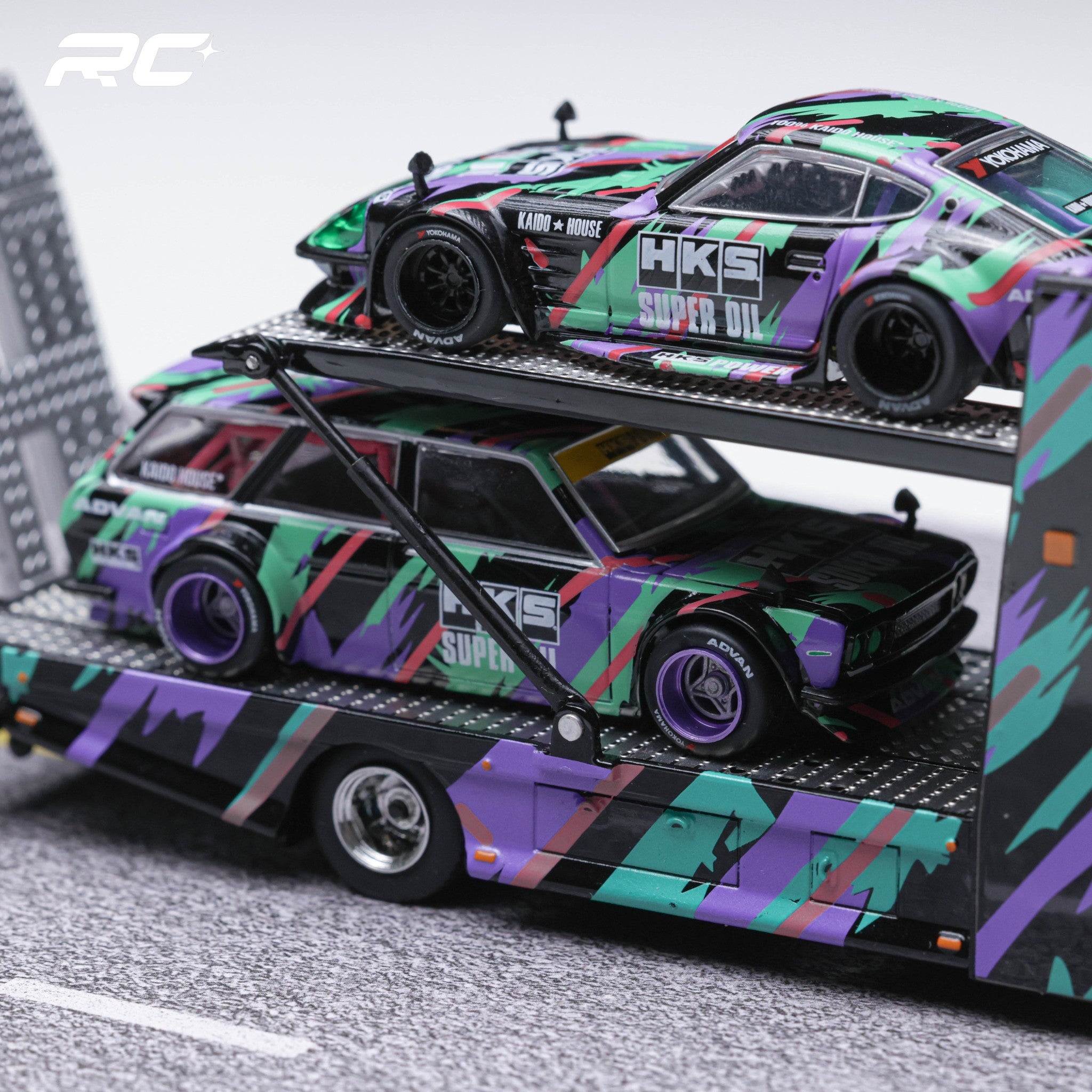 GCD 1:64 HKS 三菱扶桑Fighter Mk2 双层拖车模型