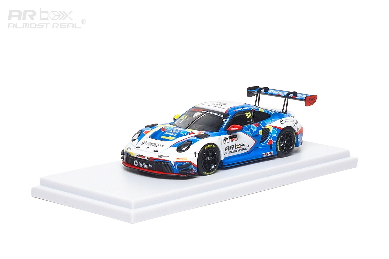 AR Box 1/64 Porsche 992 GT3 R 2026 GT World Challenge Asia #911 Sepang Blue White Livery