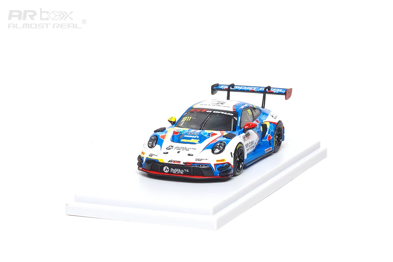 AR Box 1/64 Porsche 992 GT3 R 2026 GT World Challenge Asia #911 Sepang Blue White Livery
