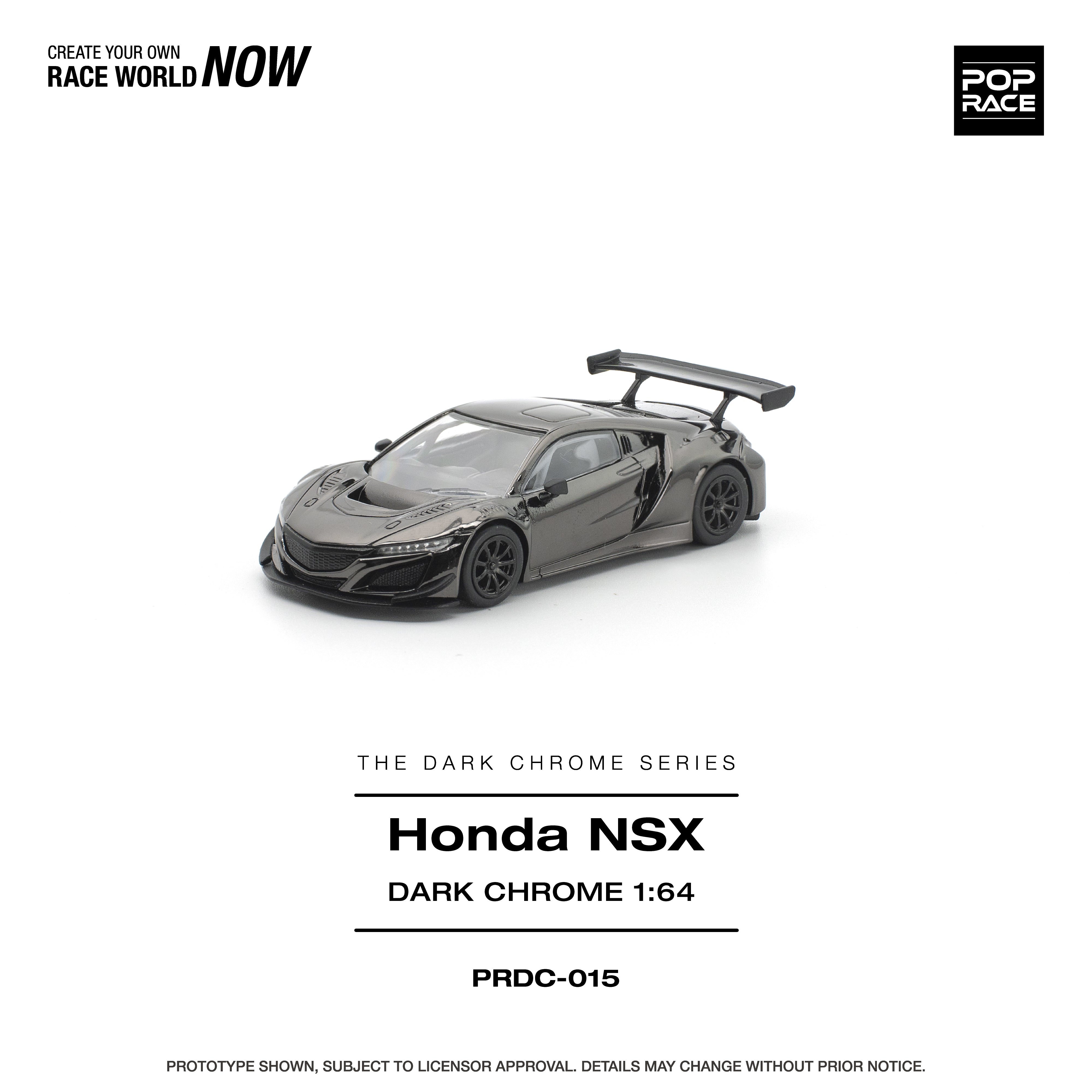 POP RACE 1/64 - HONDA NSX GT3 EV022 DARK CHROME