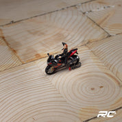 SUZUKI BLACK AND RED MOTORCYCLE DOLL SET RESIN MODEL