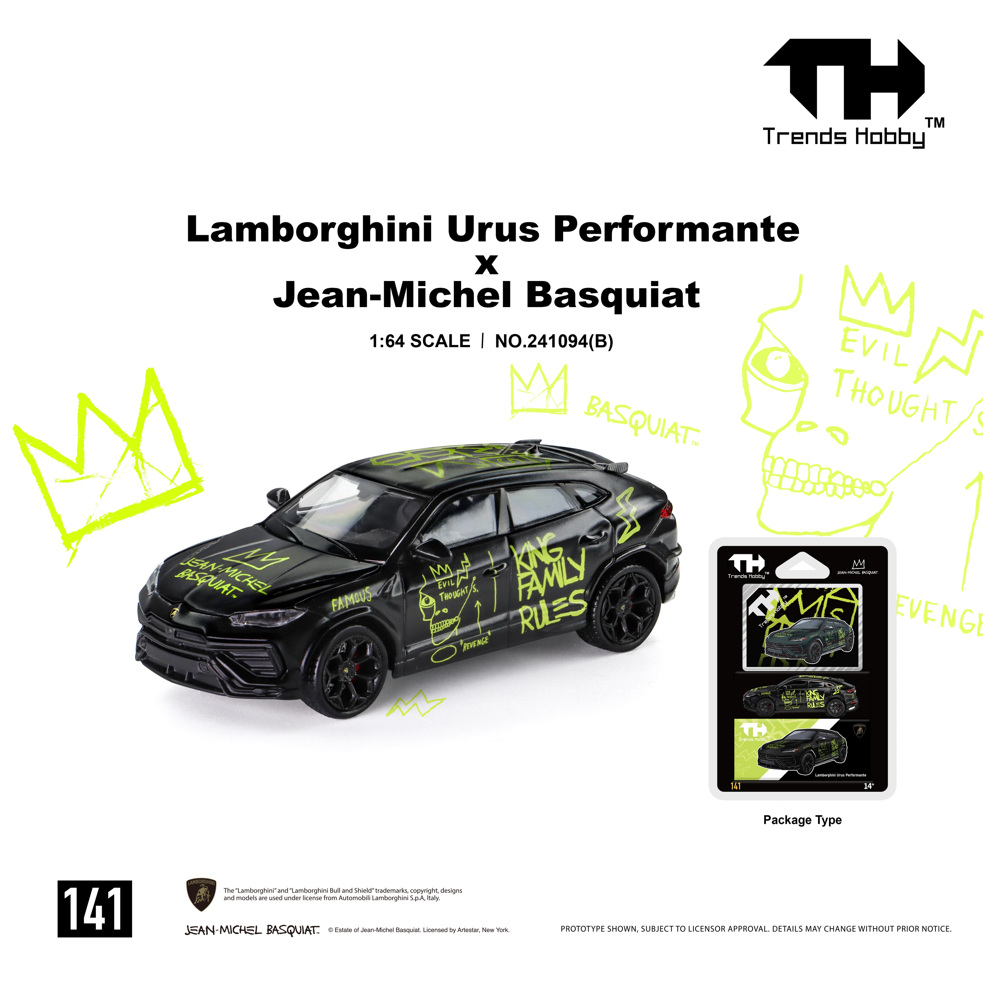 Trends Hobby TH 1/64 Lamborghini Urus Performante x Jean-Michel Basquiat Black Livery