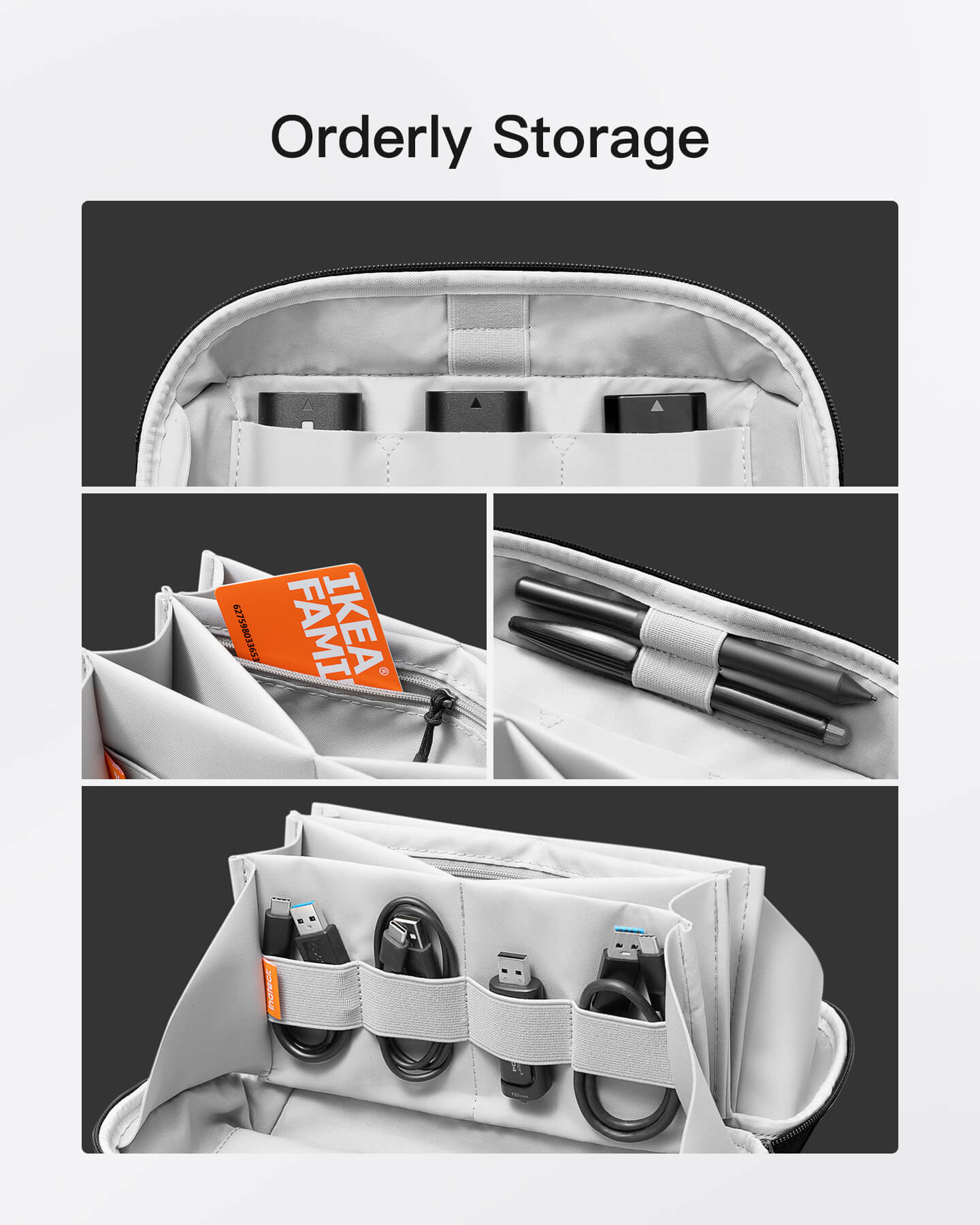 Inateck Accessories Bag - Multipurpose Electronics Organizer with 180° Open