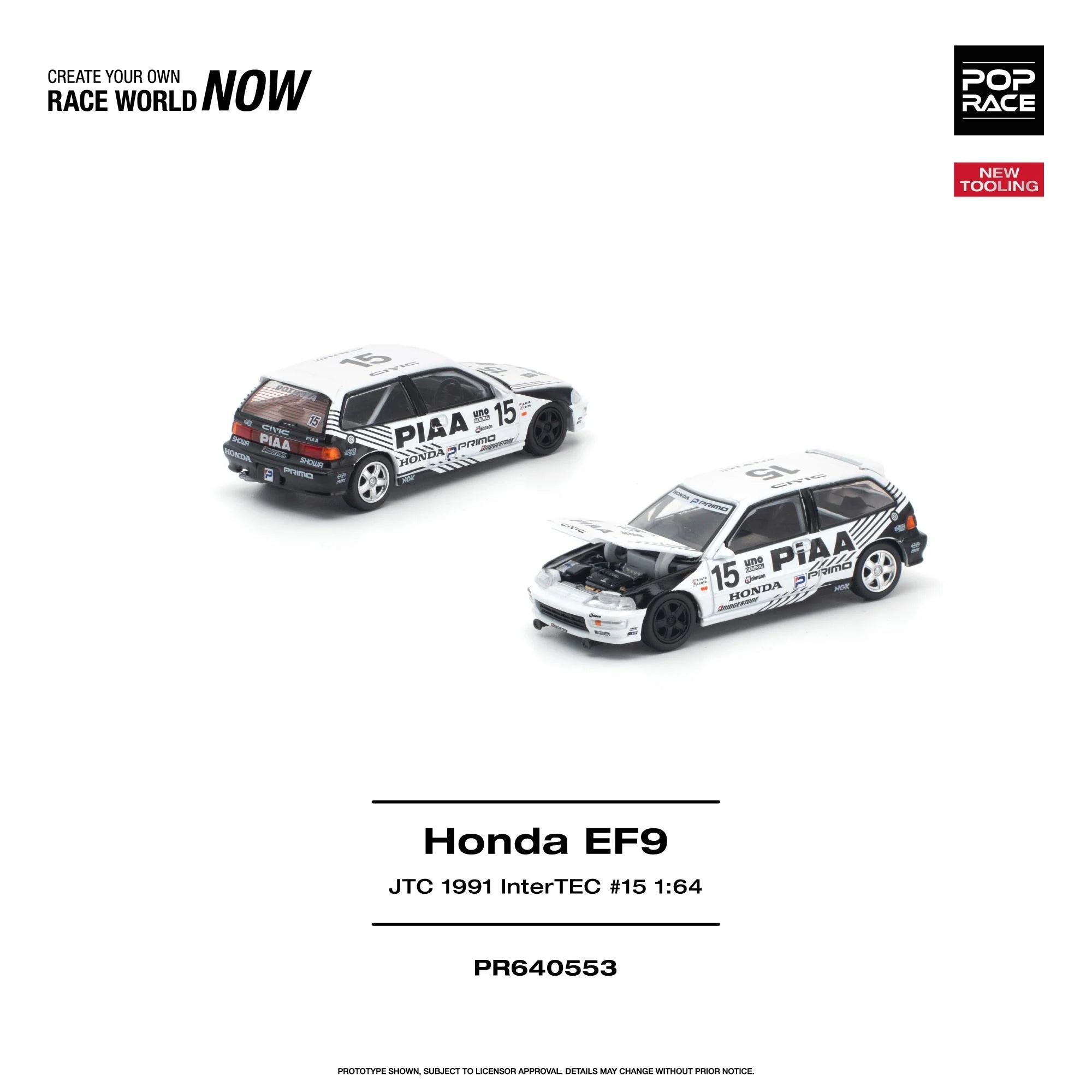 POP RACE 1/64 - HONDA CIVIC (EF9) #15 JTC 1991 InterTEC