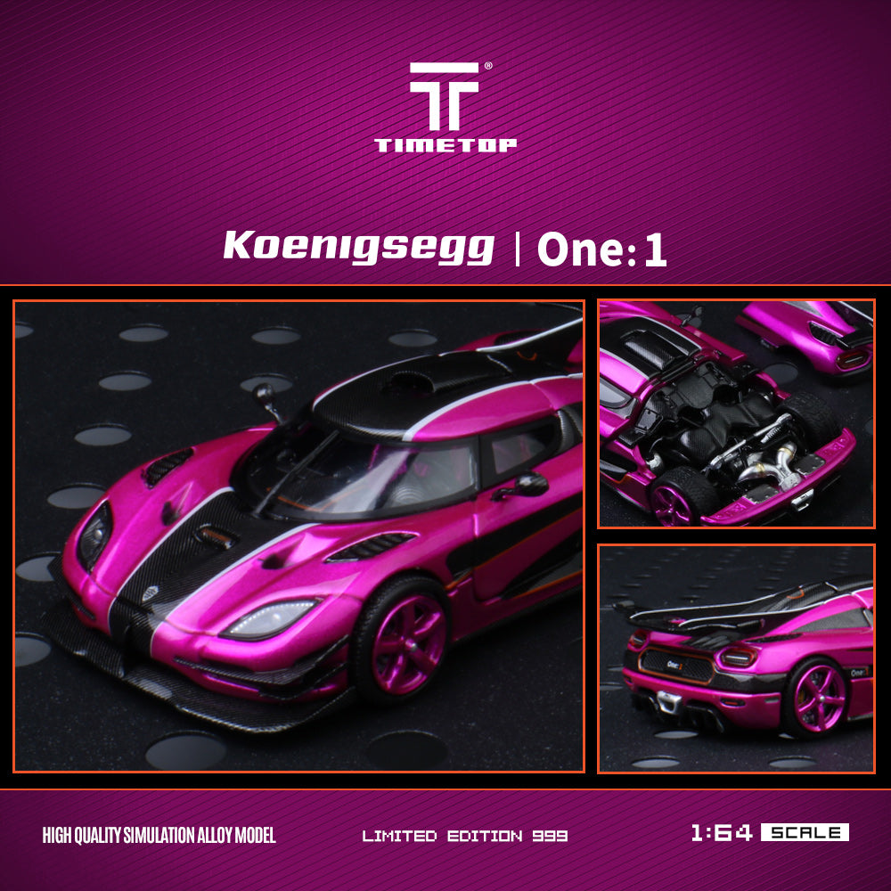 时光竞速 1:64 科尼赛克 One.1 - 珍珠玫瑰红 - 礼盒版