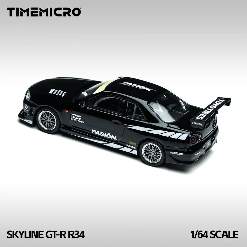 TimeMicro 1:64 Skyline GT-R R34 "Pasión" Black