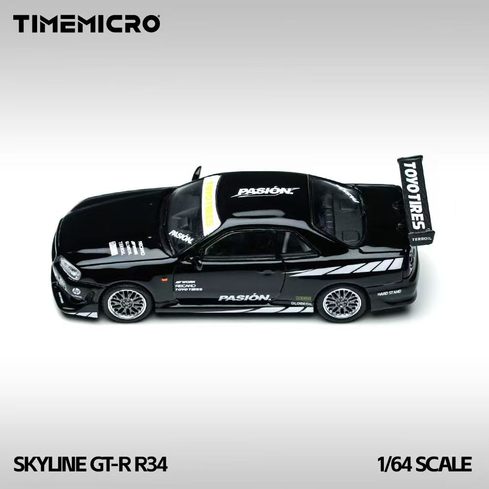 TimeMicro 1:64 Skyline GT-R R34 "Pasión" Black