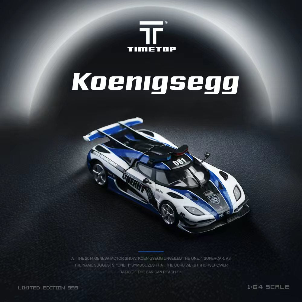 TimeTop 1:64 Koenigsegg One-1 police car simulation alloy car model