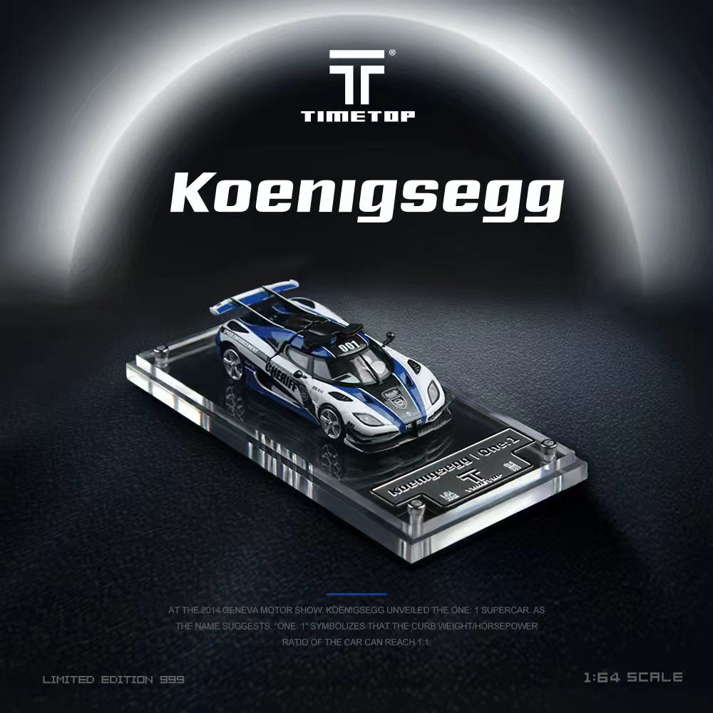 TimeTop 1:64 Koenigsegg One-1 police car simulation alloy car model