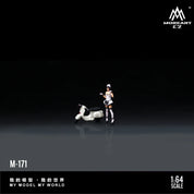 Huiyi MoreArt 1:64 White Scooter Motorcycle Female Servant Figure, Resin Model