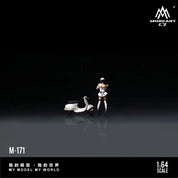 Huiyi MoreArt 1:64 White Scooter Motorcycle Female Servant Figure, Resin Model