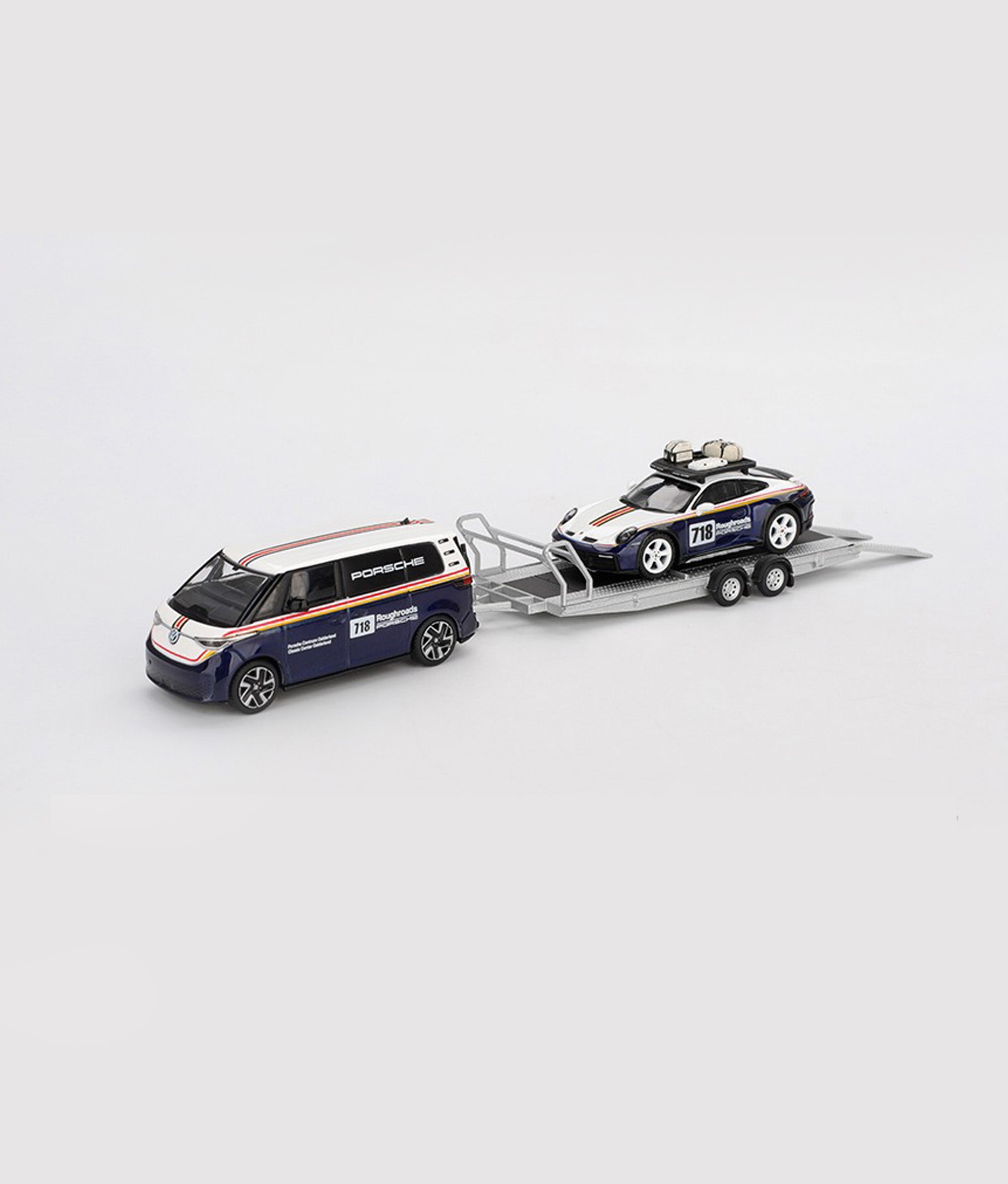 MINIGT - MGTS0019  Porsche 911 Dakar #718 / Volkswagen ID. Buzz Porsche Centrum Gelderland Roughroads Set