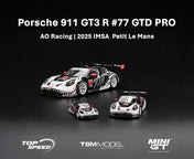 MINIGT 1/64 - Porsche 911 GT3 R #77 AO Racing 2025 IMSA  Petit Le Mans BL