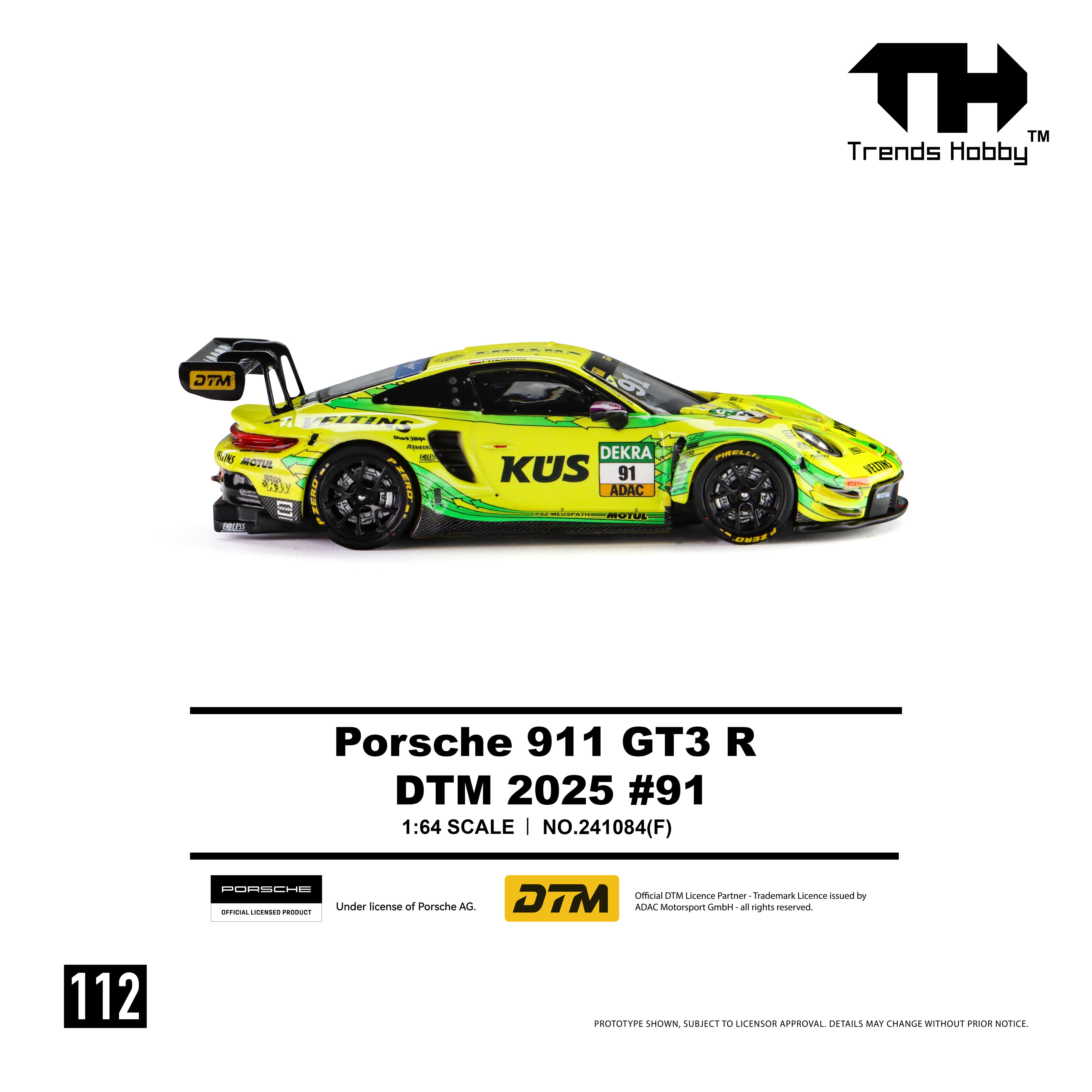 Trends Hobby TH 1:64 Porsche licensed product. Porsche 911 GT3 R DTM 2025 DTM 2025 No. 91 (112) 241084 (F)