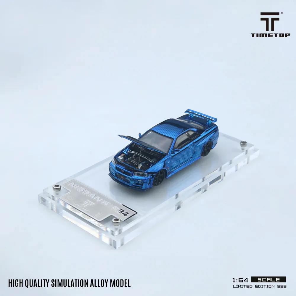 时速 Top 1/64 日产 GTR34 电镀蓝碳