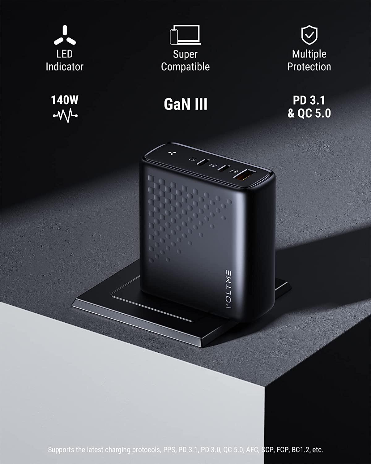 VOLTME,REVO 140 PD3.1 CCA,PPS 快充充电器(氮化镓 III 技术) | 黑色