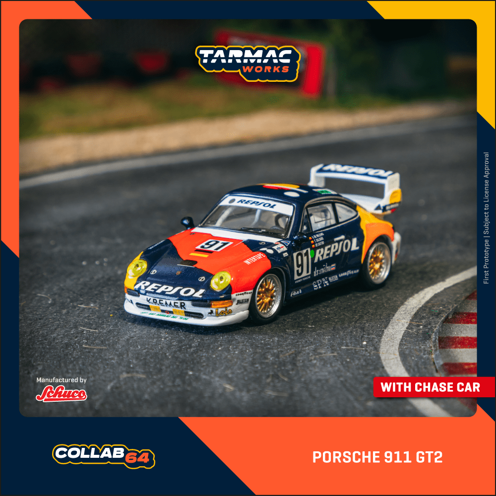 TARMAC WORKS 1:64 Porsche 911 GT2 24h LEMANS 1995 #91 T64S-004-REP