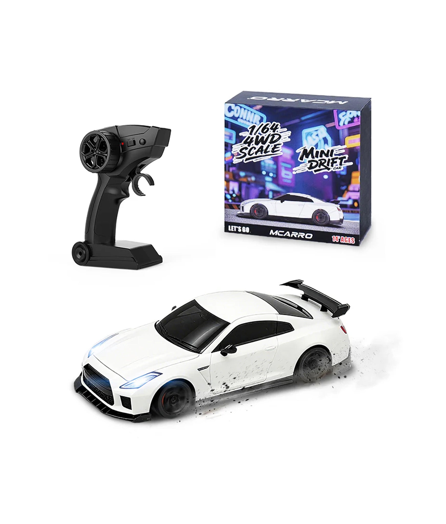 日产GTR R35 1/64 四驱漂移遥控车 - 白色
